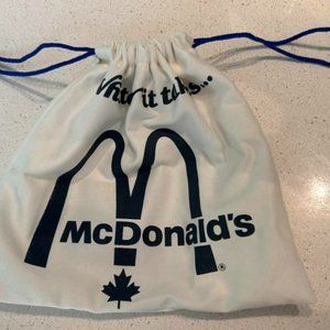 Never used vintage McDonalds drawstring bag from the 70s. Thick canvas cotton 8”